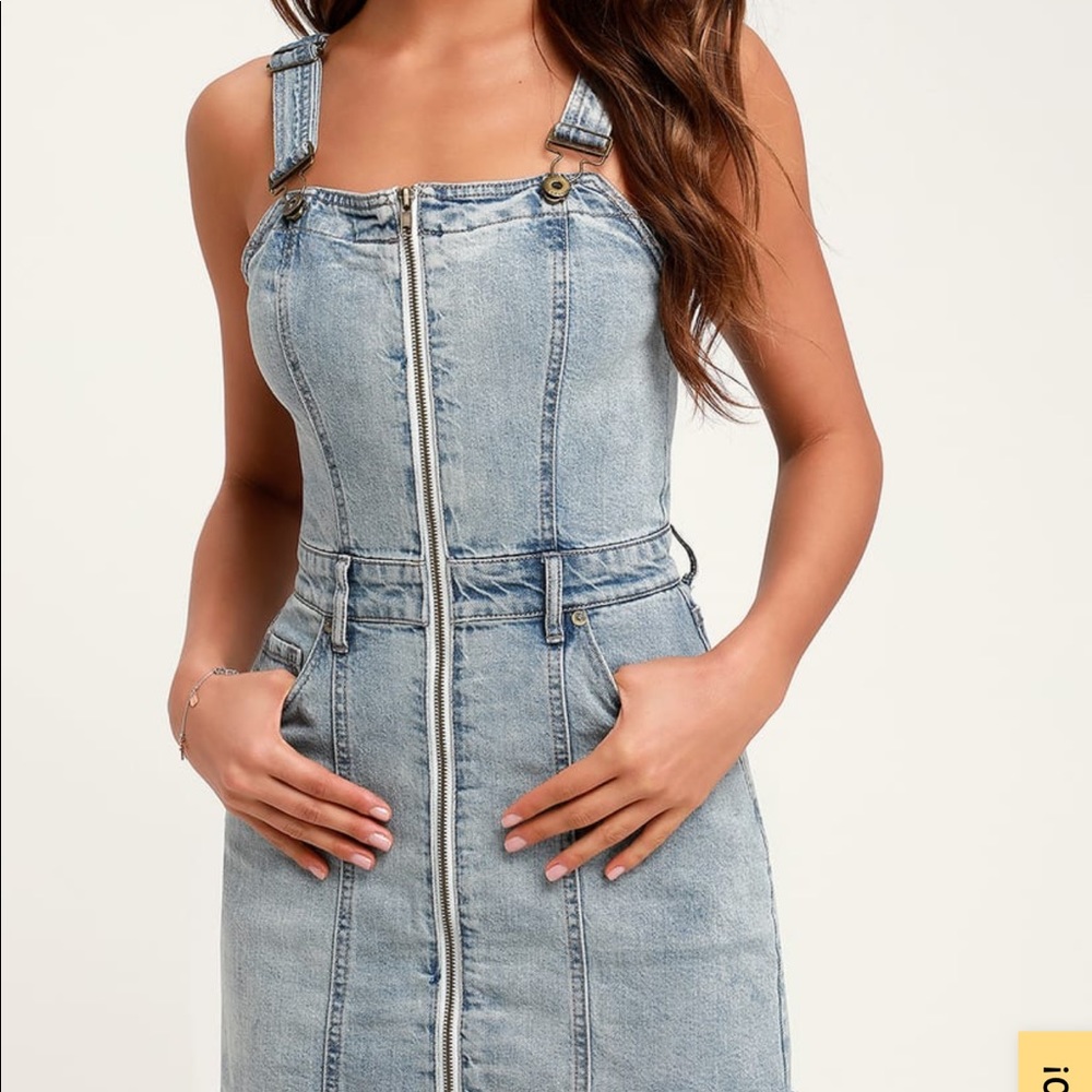 Pistola Nina Light Wash Denim Cutoff Overall Dress